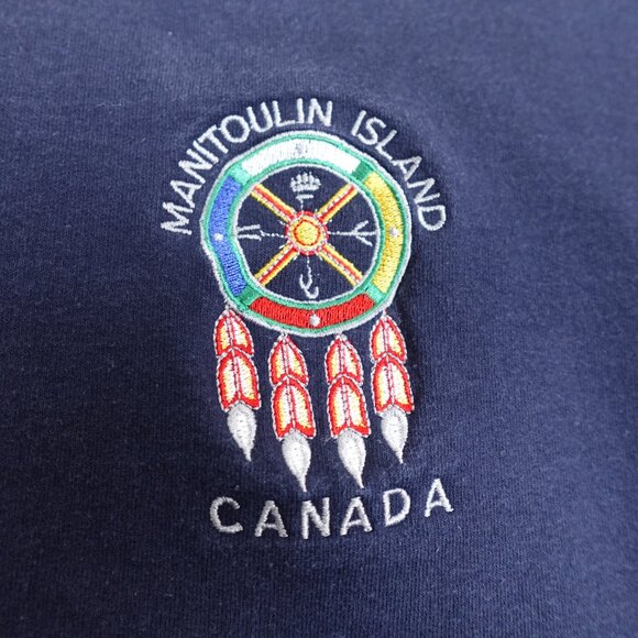 Vintage Manitoulin Island Canada Sweatshirt Adult Small Indigenous Embroidery - Picture 2 of 11